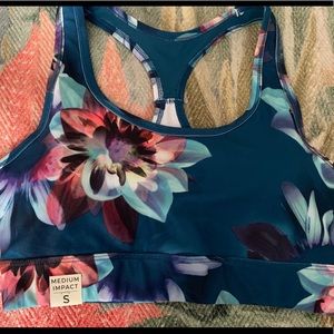 Blue Flowered Sports Bra